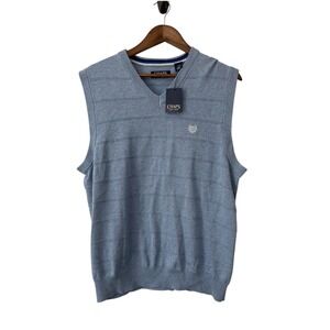 NWT Men's Chaps Light Blue Sweater Vest Crest Size M Academia Preppy Golf